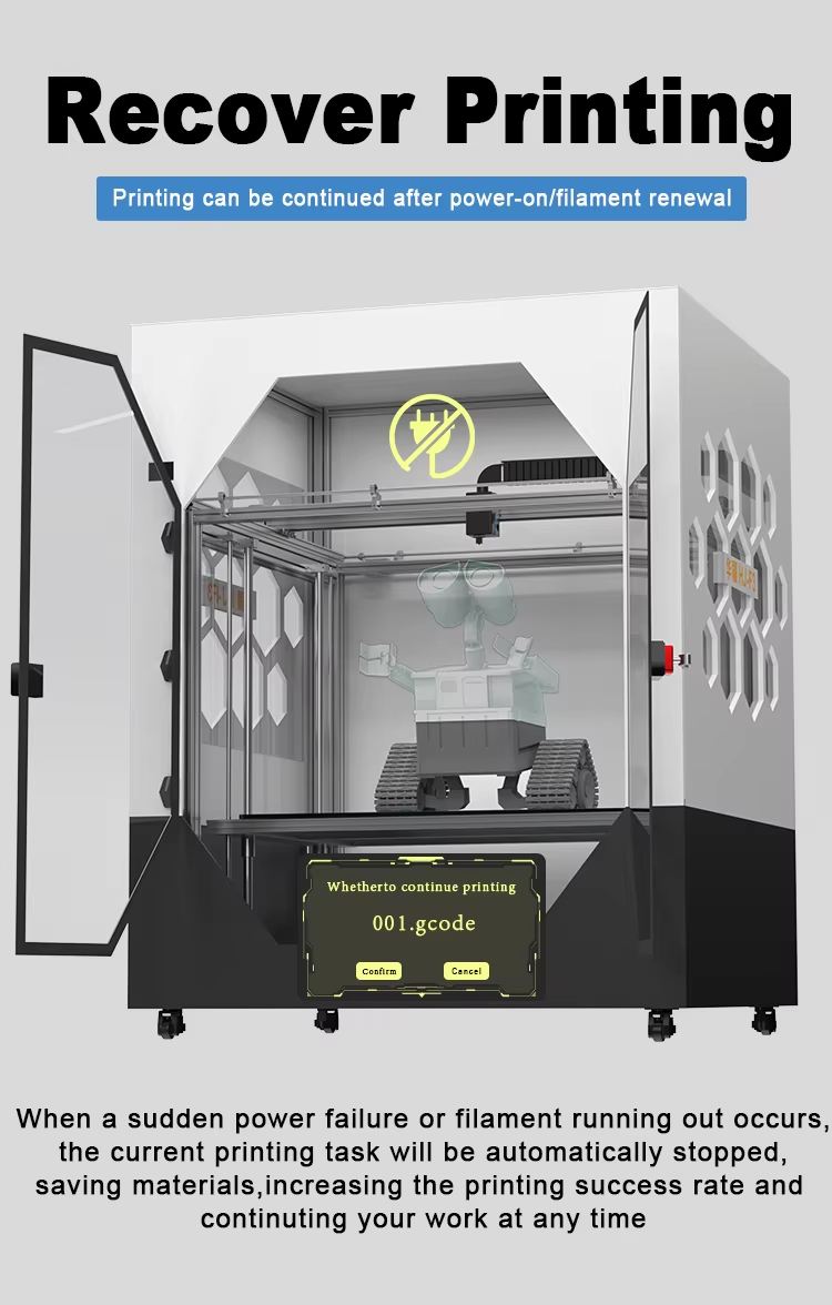 Clearance High Speed Industrial Grade 800mm/s Large Size 3D Printer Printing Range 1000*1000*1000 Furniture Customization