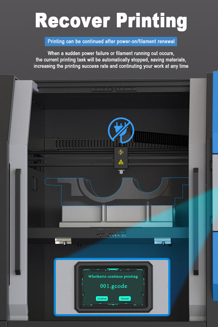 HJV5 large size composite 3D printer high speed 1500mm/s large flow6kg/24h Large Printing Size 1000*1000*1000mm CF PA PC Etc